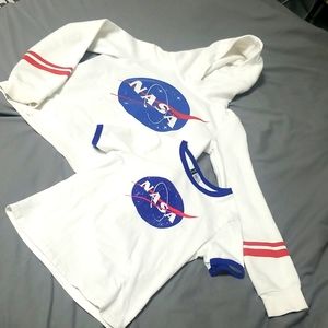 H&M white NASA hoodie and T-shirt